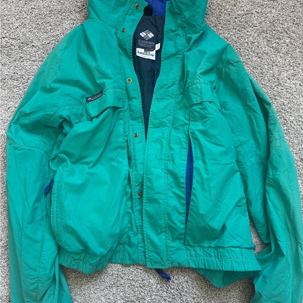 Vintage Columbia Teal Hooded Ski Jacket